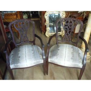Pair Of 19th Century Mahogany Armchairs