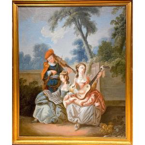 Oil Painting On Canvas, The Concert, French School Of The 19th Century. (117cm X 98cm).