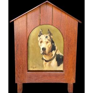 Portrait Of A Great Dane, Signed Georges Henri Fauvel (19th-20th Century). (88cm X 70cm)