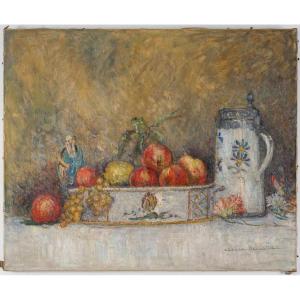 Still Life With Fruit And Porcelain, Léonce Pelletier (1869-1950)