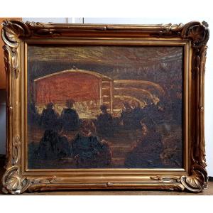 Adrien Godien The Antoine Theater Parisian Scene Oil On Canvas Salon 1899