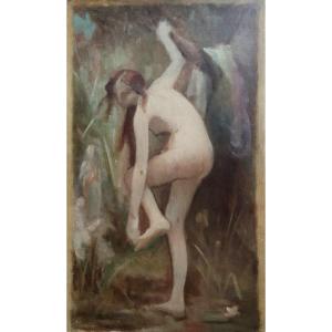 Sketch Naked Woman Late Nineteenth Century Oil On Canvas