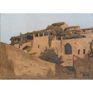 Georges Paul Leroux Villeneuve Lès-avignon Drawing Charcoal And Watercolor
