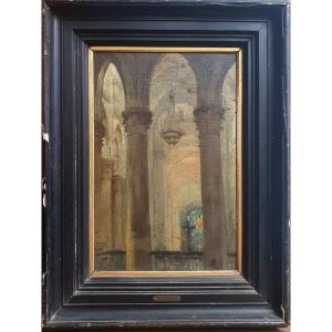 Interior Of The Saint Patrice Church In Rouen By Lévy Oil On Canvas 1883