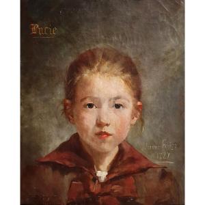 Portrait Of Lucie Jeanne Girl By Jeanne Fabier 1887 Oil On Canvas