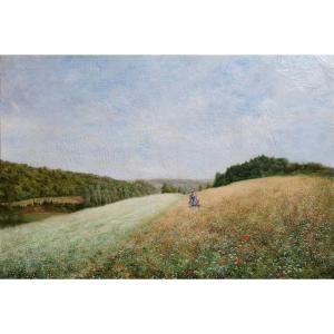 Woman In A Poppy Field Pierre-arthur Gaillard Oil Canvas Impressionism 1893