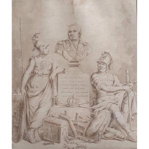 Louis XVIII Lavis Drawing From The Beginning Of The XIXth Century