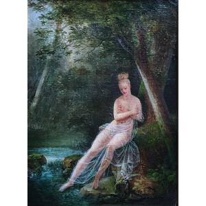 La Source Oil On Canvas Circa 1830 Naked Woman