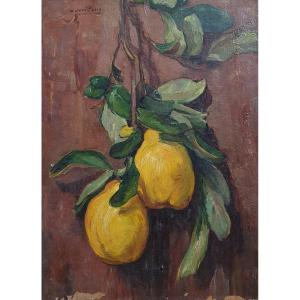 Louis Jourdan Still Life With Pears Oil On Canvas To Restore