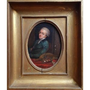 Portrait Of Painter With Palette Oil On Panel Late Eighteenth Century Vienna