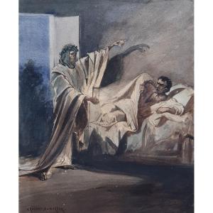 Charles Edouard Armand Dumaresq Death Watercolor And Ink Circa 1860 Frame