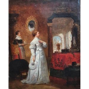 Hendrik Frans Schaefels The Woman With Jewelry Belgian School 1870