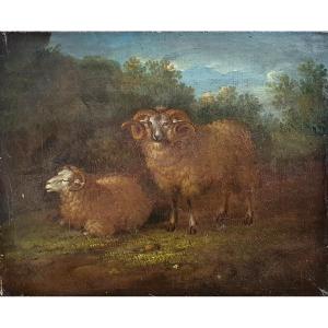 James Lambert De Lewes Sheep In A Landscape Oil On Canvas 1766 English School