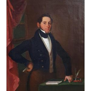 Portrait Of A Man At His Desk Around 1830 Oil On Canvas
