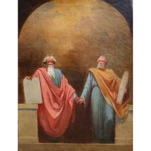 Religious Scene Representing Moses Table Of Laws Circa 1830 Sketch