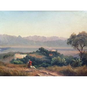 Arab Horseman In Algeria Henri Walter Oil On Paper Béjaïa Bougie 1852