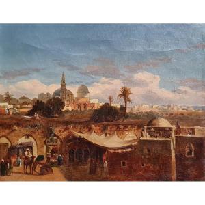 View Of Cairo After Prosper Marilhat Oil On Canvas Orientalist Circa 1840 Egypt 