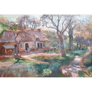 Leroux Animated Landscape At Home Oil On Canvas 