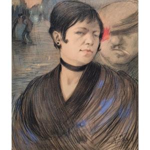 Luc Lafnet Prostitution Pastel 1918 Liège Belgian Artist 