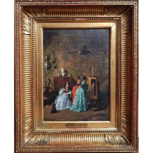 The Visit To The Studio Of Enrique Estevan Y Vicente Oil On Canvas Women Oil On Canvas 1874