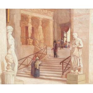 Interior Of The Louvre Museum, The Daru Staircase, Oil On Canvas, Circa 1900, Paris