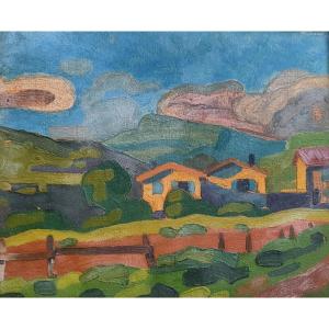 Lucien Ferrier Jourdain Landscape Of The Basque Country Oil On Cardboard 1922 Fauve 