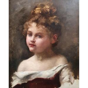 Portrait Of A Young Girl, Impressionist Style, Late 19th Century, Oil On Canvas 