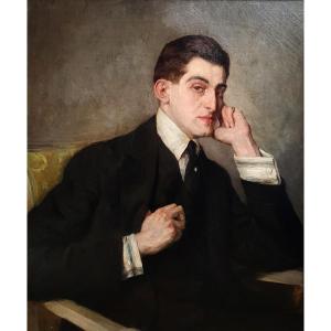 Lucien Jonas, Portrait Of A Man, Oil On Canvas, 1920