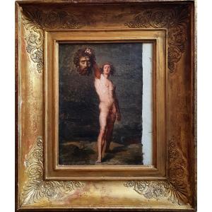 David Holding The Head Of Goliath By Adolphe Henri Dubasty, Sketch, Oil On Canvas, 1846, Louvre
