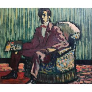 Albert François Mathys, Self-portrait, Fauvism, Oil On Panel, 1915, Fauvist Artist, Belgian