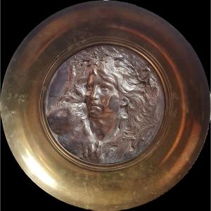 Orpheus Large Bronze And Brass Dish Late 19th Century Jollet & Cie