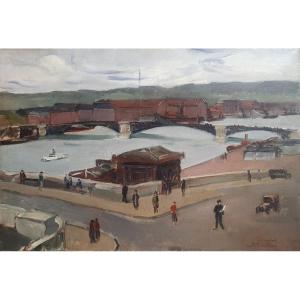 Lively Scene In Rouen 1930 A Blanchard Oil On Canvas