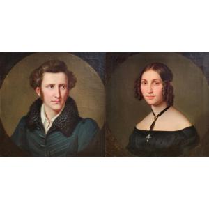 Louis And Victoria Sprückmann Pair Of Portraits Oil On Canvas Paderborn Frankfurt Am Main