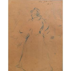 Henri-gabriel Ibels Nini Paw In The Air Drawing Blue Pencil Montmartre Paris Lautrec