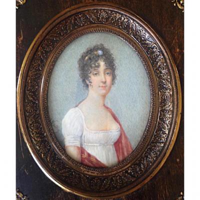 Miniature Woman In Cameo Empire Portrait Dress