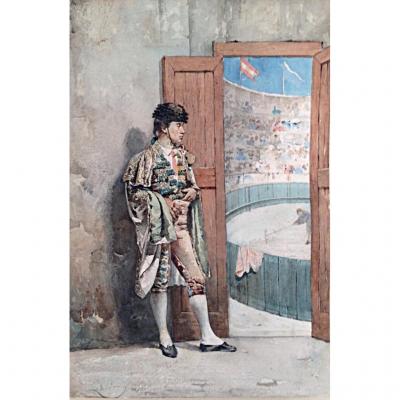 The Toreador Josep Juliana Albert Watercolor XIX Spain Torero