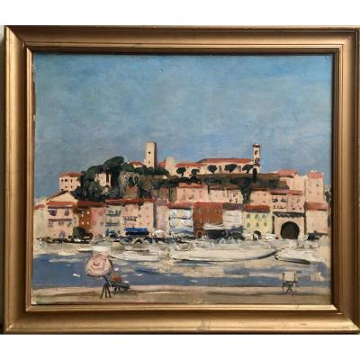 Cannes Le Suquet Oil On Canvas Around 1930
