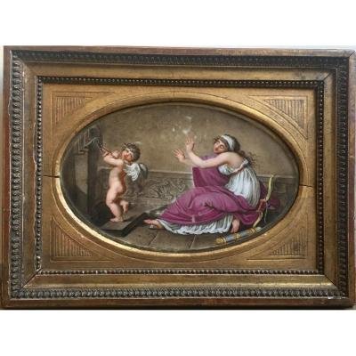 Love Reduced To Reason According To Pierre Paul Prud'hon Porcelain Plate Beginning Of The XIXth Century