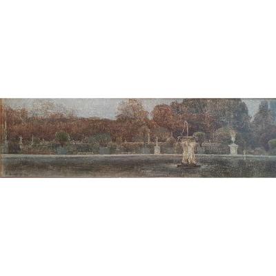 Eugène Loup The Fountain Of The Grand Bassin In The Jardin Du Luxembourg Paris 1903 Oil Carton