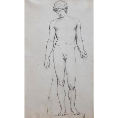 Camille Bellanger Naked Man After The Antique Nineteenth Drawing