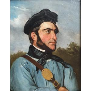 Hunting Guard Oil On Wood 1846 Signature To Decipher