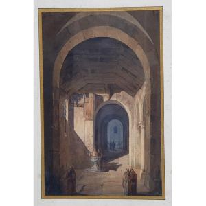 Interior Of A Watercolor Monastery From The Beginning Of The XIXth Century