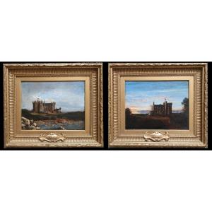 Château De Mey Scotland Pair Of Oils On Canvas Barrogill Medina Pomar