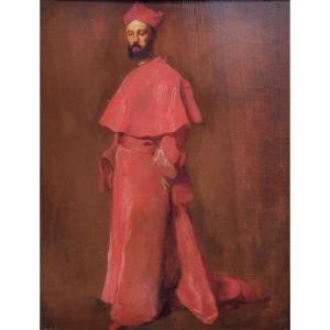 Cardinal Entourage By Jean Paul Laurens Oil On Panel Framed