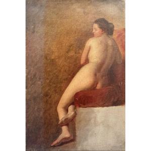 Academy Of Naked Woman Oil On Canvas End Of The XIXth Century Signature To Decipher