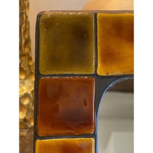 Mithe Espelet (1923-2020), "tile" Mirror In Autumn Tones