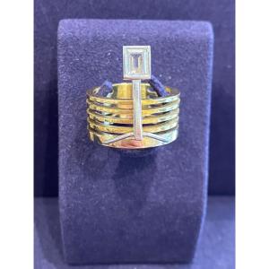 Janine Renard (1947), Modernist Gold & Diamond Tiara Ring