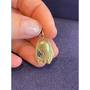 J. Holy, Medal Of The Virgin In Blue Plique-à-jour Enamels
