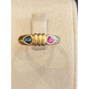 Gold, Sapphire & Ruby Garter Ring
