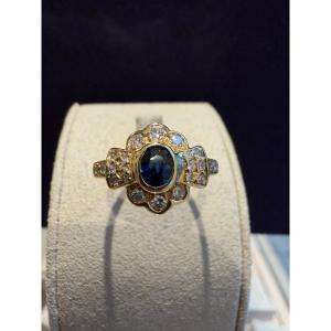 Modern Diamond & Sapphire Ring